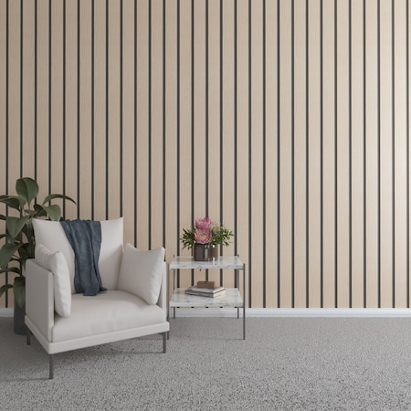 Ekena Millwork 94H x 1/4T Adjustable Wood Slat Wall Panel Kit w/ 4W Slats, Red Oak contains 11 Slats SWW55X94X0250RO